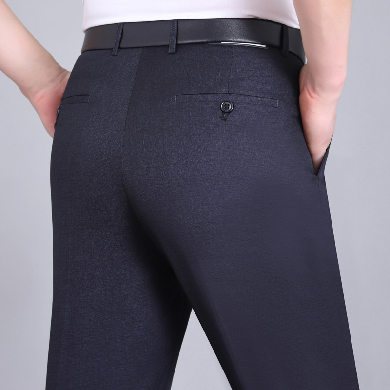 2025 verano nuevo estilo pantalones de hombre, cintura alta fina, pantalones de negocios rectos sueltos, pantalones de papá de mediana edad y ancianos image 18