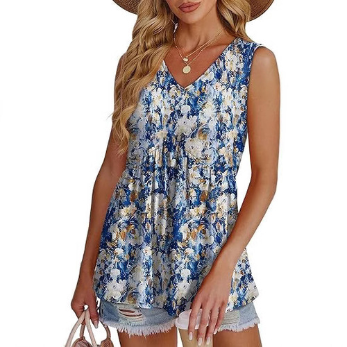 Cross-border Women's Blouse 2025 Model Ethereal Lotus Edge Top Women's Elegant Sleeveless V-neck Babydoll Blouse