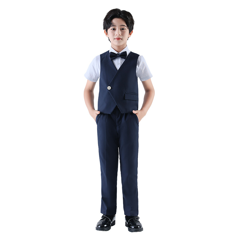 Trajes para niños, chalecos individuales, primavera y otoño, nuevos niños, bodas de estilo británico, niños de flores, trajes de actuación de estilo universitario, vestidos de color sólido