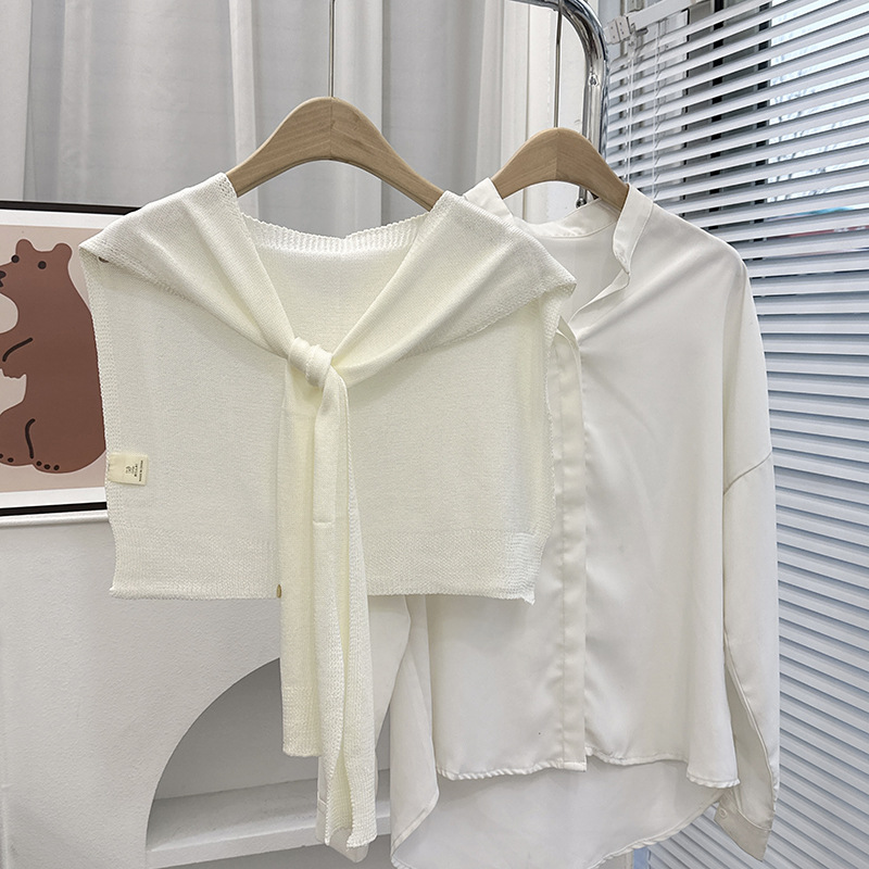 Nuevo estilo coreano Dongdamen sólido chale de punto para mujeres primavera y otoño con cardigans delgados de verano bufandas de nudos
