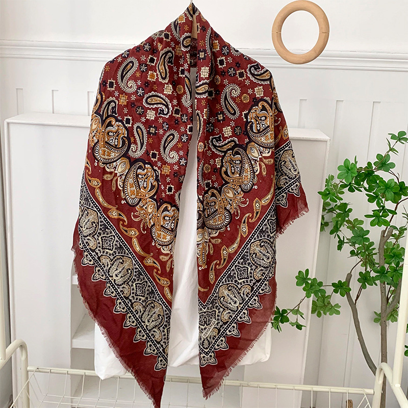 Bufanda de seda, bufanda cuadrada, sensación de alta calidad, estilo bohemio, multiusos, todo fósforo, bufanda, bufanda, pañuelo en la cabeza, chal exterior