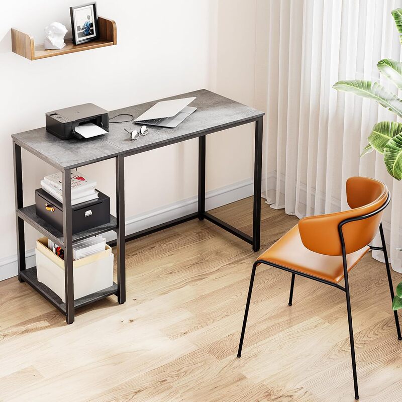 40inch The computer desk features two shelves and a sturdy gray desktop with ample storage space 40inch The computer desk features two shelves and a sturdy gray desktop with ample storage space