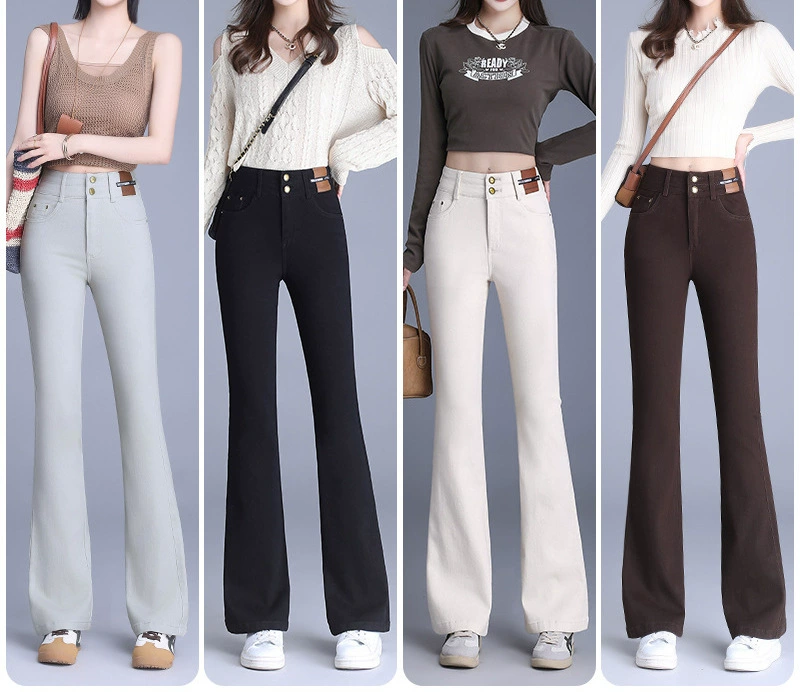 Женские джинсы с высокой талией, новинка 2025 года, облегающие утягивающие маленькие расклешенные белые брюки