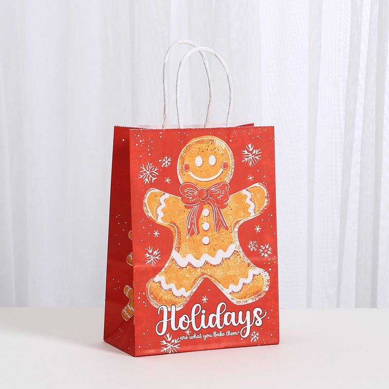 クロスボーダークリスマスポータブル紙袋そりヘラジカクラフト紙袋片面ホットスタンピング包装袋ギフトバッグ卸売|undefined