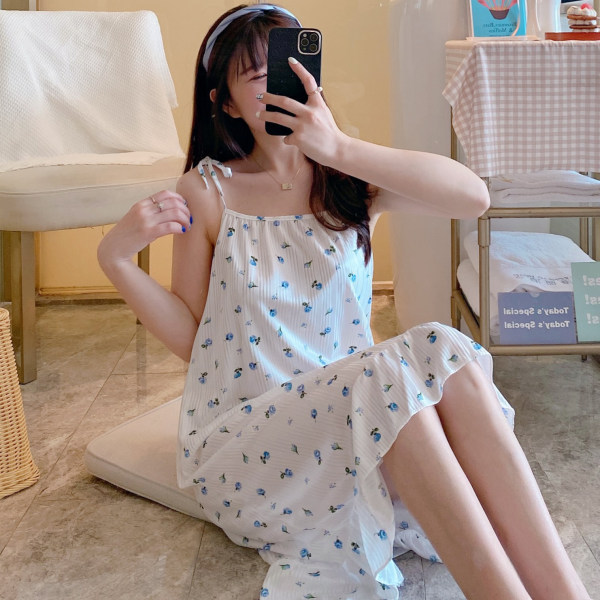 Nueva pijamas de las mujeres camisón de la liga linda Corea del Sur suelta de encaje chica verano desgaste en el hogar vestido de una sola pieza se puede usar fuera