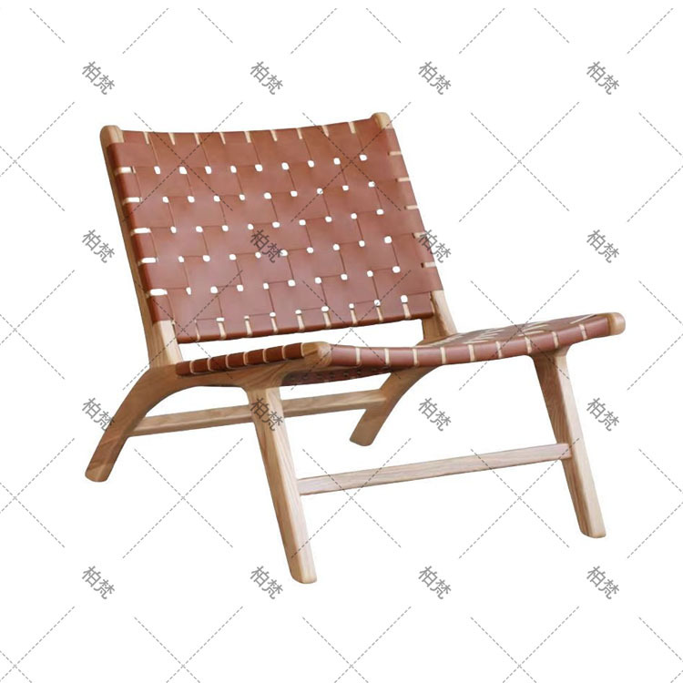 Silla de ocio de madera maciza perezosa de mediana edad, sofá individual de diseño de madera de fresno, silla Hank, silla de tienda de té con leche de café