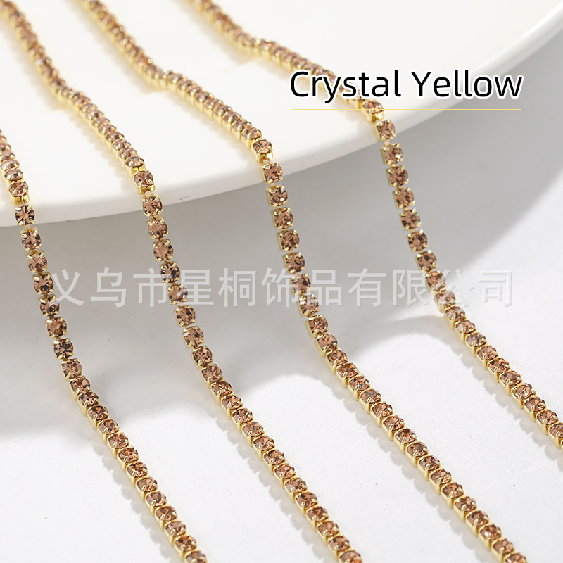 Ventas directas transfronterizas 2mm-3mm fondo de cobre color cuatro esquinas cadena de garras cadena de diamantes densa ropa de bricolaje accesorios para vestidos de novia