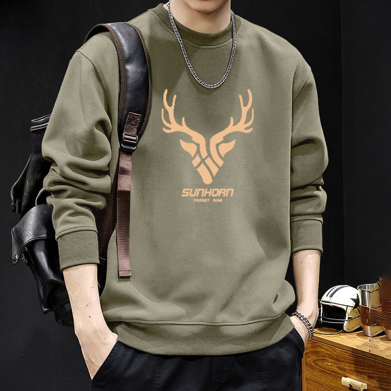 Nueva camiseta de cuello redondo para hombres otoño y invierno estilo de moda americana pareja camiseta de otoño chaqueta de moda para hombres