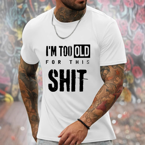 2025 European and American 3D Digital Print Letter-Printed Three-Quarter Sleeve Men's Casual Breathable & Comfortable T-Shirt