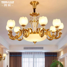欧式别墅客厅中空大厅餐厅全铜吊灯复式楼高端大气主卧室美式灯具