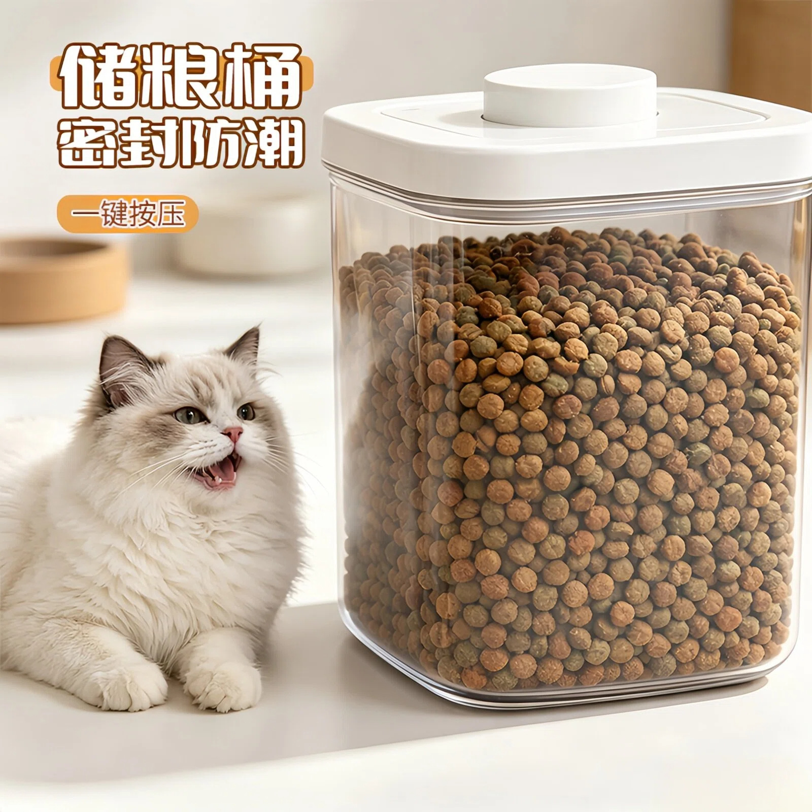 10斤储粮桶狗粮桶宠物粮食桶猫粮桶防潮密封罐杂粮收纳盒大储物罐