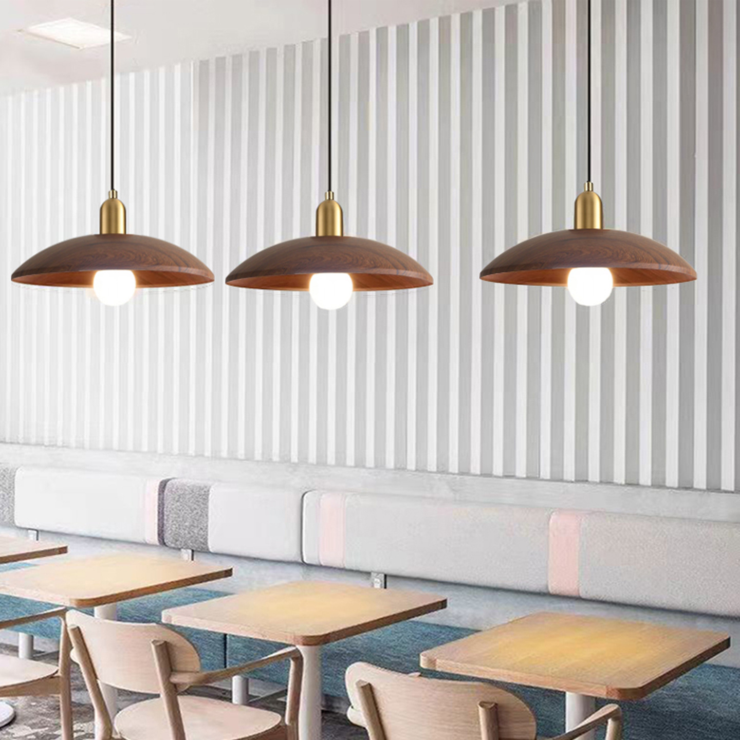 Decoración japonesa creativa de bronce de nuez de boda ventanas cafetería cabecera lámpara de dormitorio lámpara de comedor