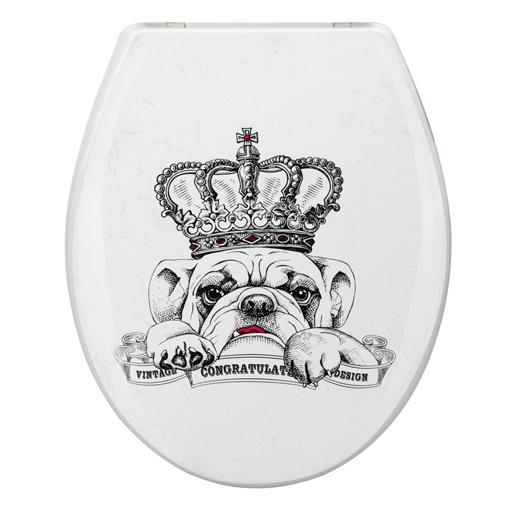 Cubierta de inodoro de estilo europeo de 18 pulgadas lenta caída hogar cuclillas cubierta de plástico Hotel fábrica impresión lenta caída cubierta de inodoro