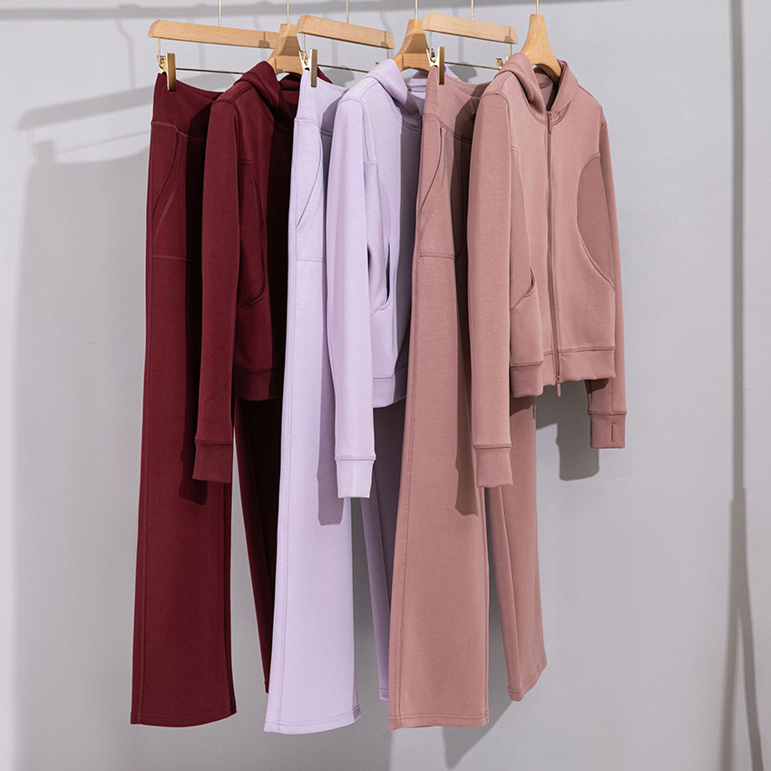 Comfortable Breathable Sand Wash Casual Sports suit Women's Two-piece Hooded Jacket Top Straight Pants Spring Women's Clothing