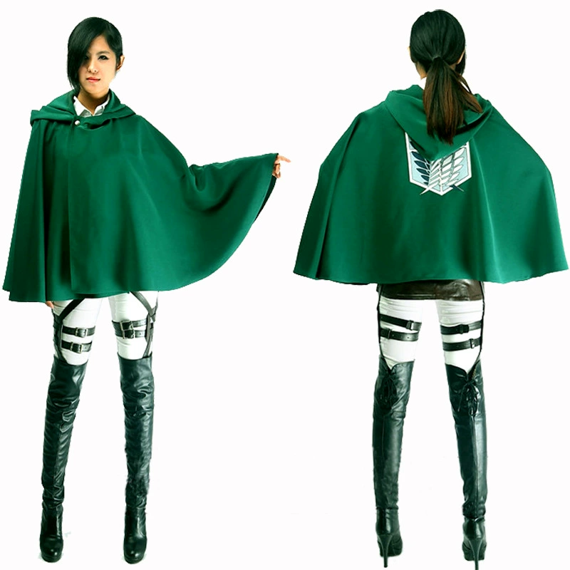 Cosplay Costume (Attack on Titan) Mikasa Full Set — Unisex Survey Corps Uniform, Faux Leather Skirt