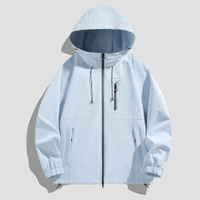 春秋季新款纯色夹克男女款宽松百搭休闲连帽外套中性情侣款冲锋衣