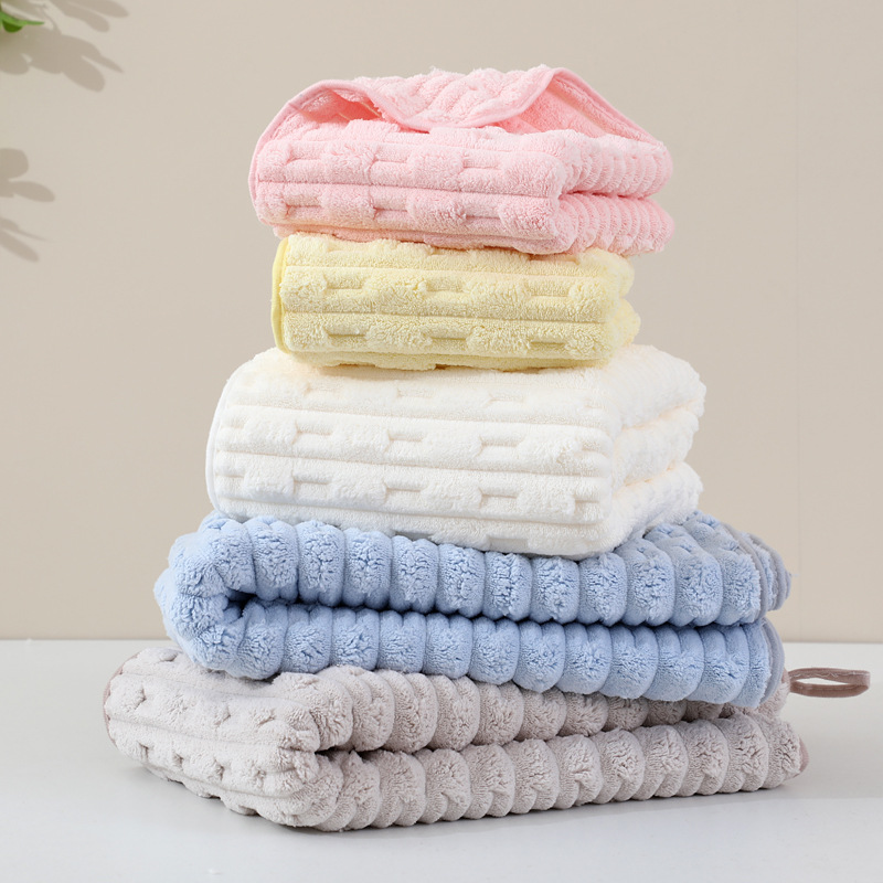 Toallas de coral, algodón analógico, absorción de agua, no es fácil de perder cabello, espesamiento, secado rápido, toallas de baño domésticas, toallas de cabello seco