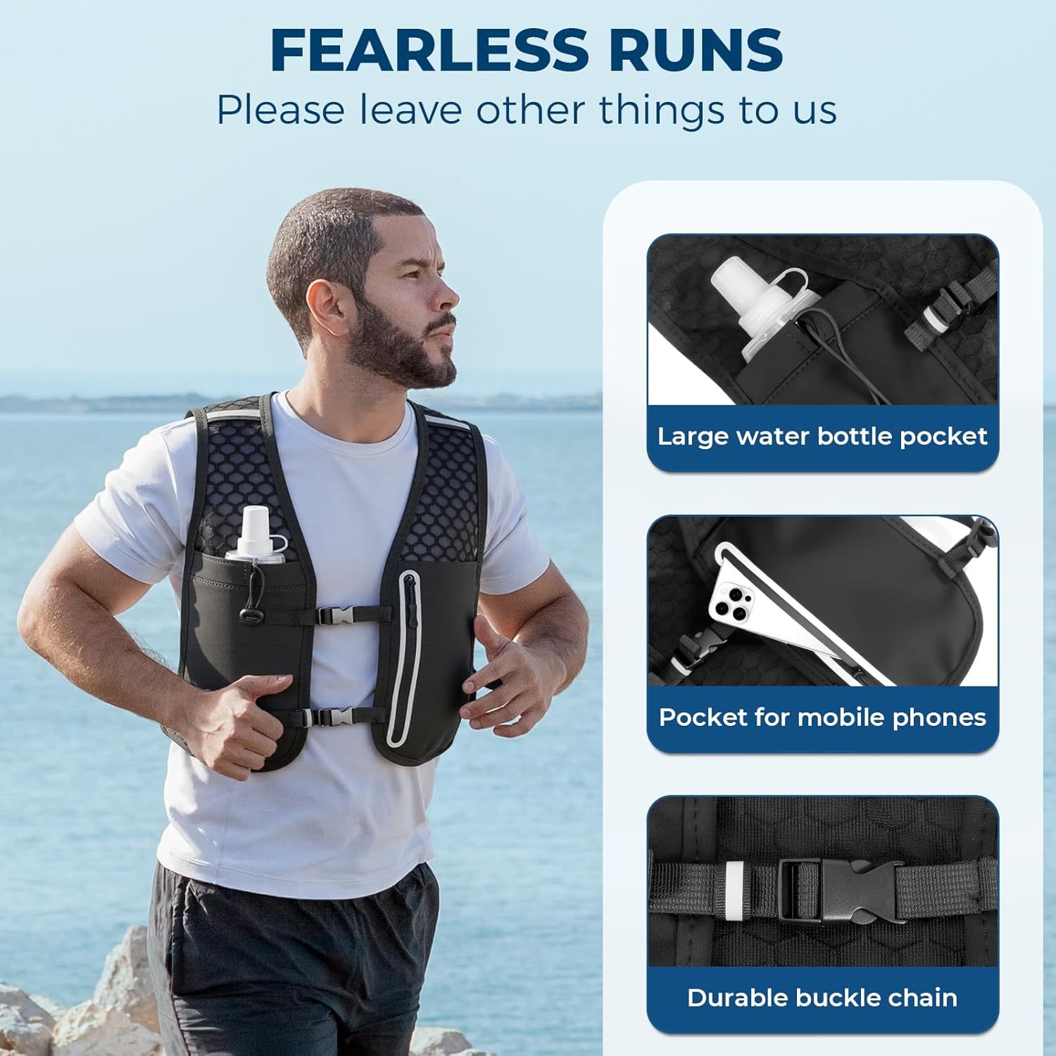 Amazon al aire libre caminando chaleco bolsa de bicicleta caminando chaleco bolsa deportiva de almacenamiento ligera bolsa de transporte en stock