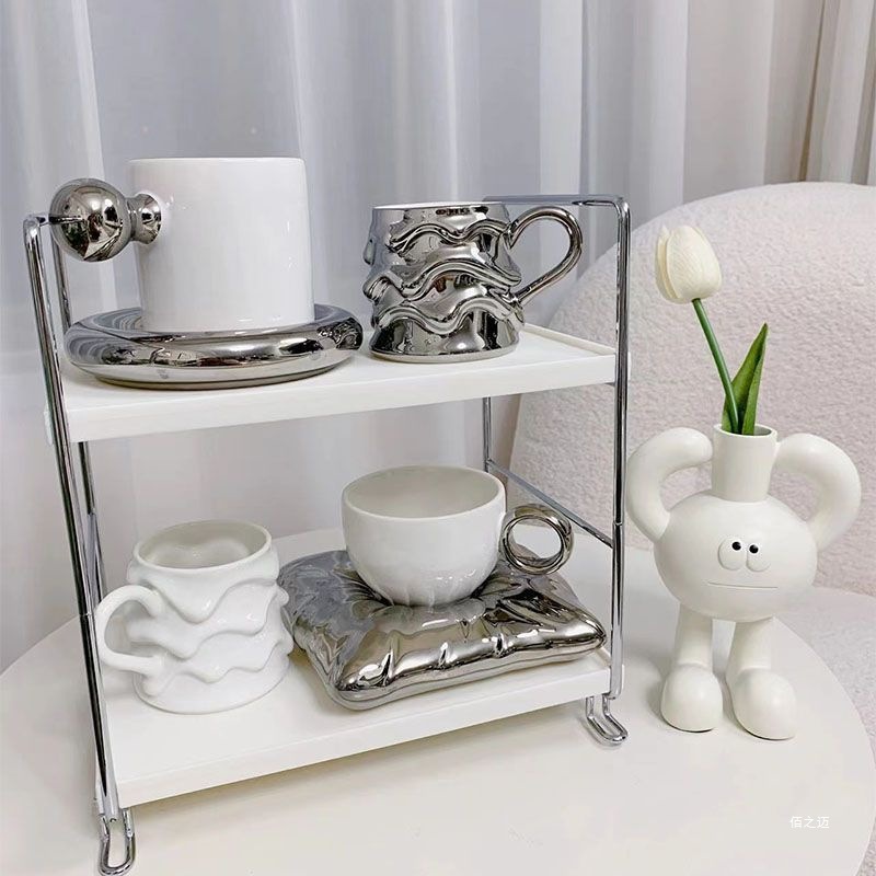Ins Style Storage Rack Desktop Storage Rack Bathroom Countertop Storage Cosmetics Display Adjustable Coffee Cup Holder