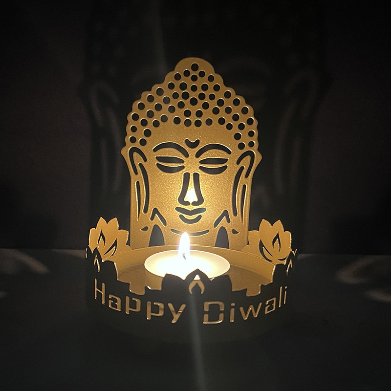 インド排灯節燭台鉄質工芸象神装飾祝日雰囲気スポットキャンドルホルダー置物|undefined