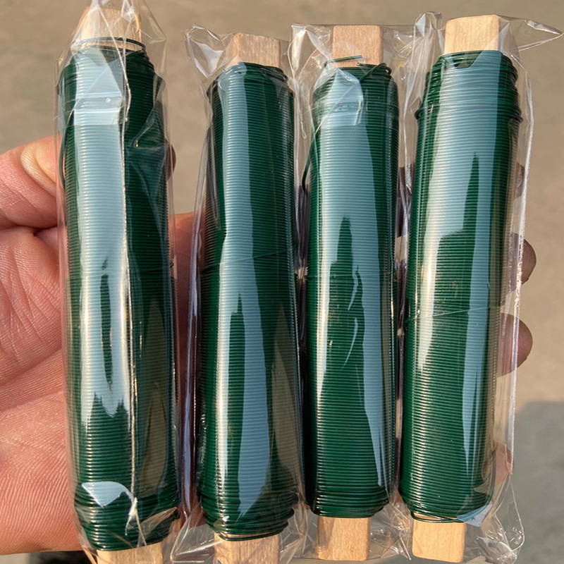 铁丝绿色捆扎线工艺园艺绑扎金属线22#DIY木棒包胶铁丝DIY手工
