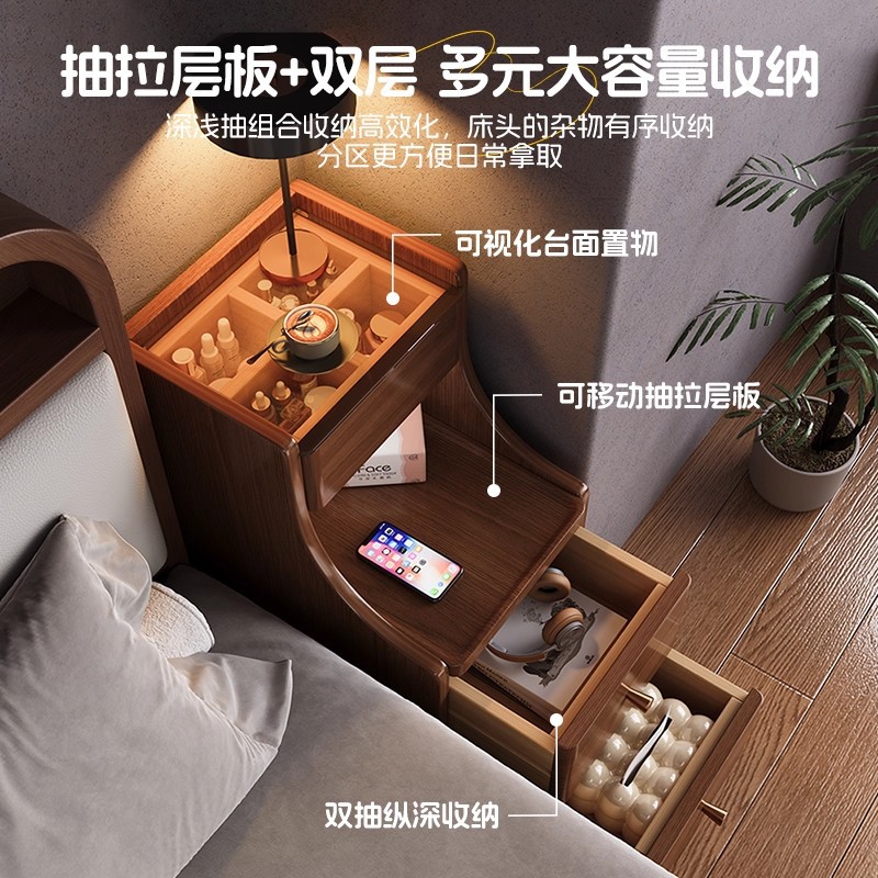 Mesa de cabecera muy estrecha lujosa ligera alta sensación móvil pequeño dormitorio doméstico de hendidura muy estrecha armario de cabecera armario de almacenamiento