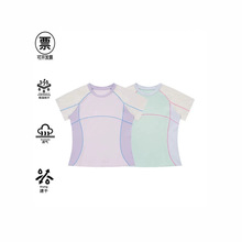 短袖T恤女拼色修身显瘦运动透气吸湿速干短款上衣T8505