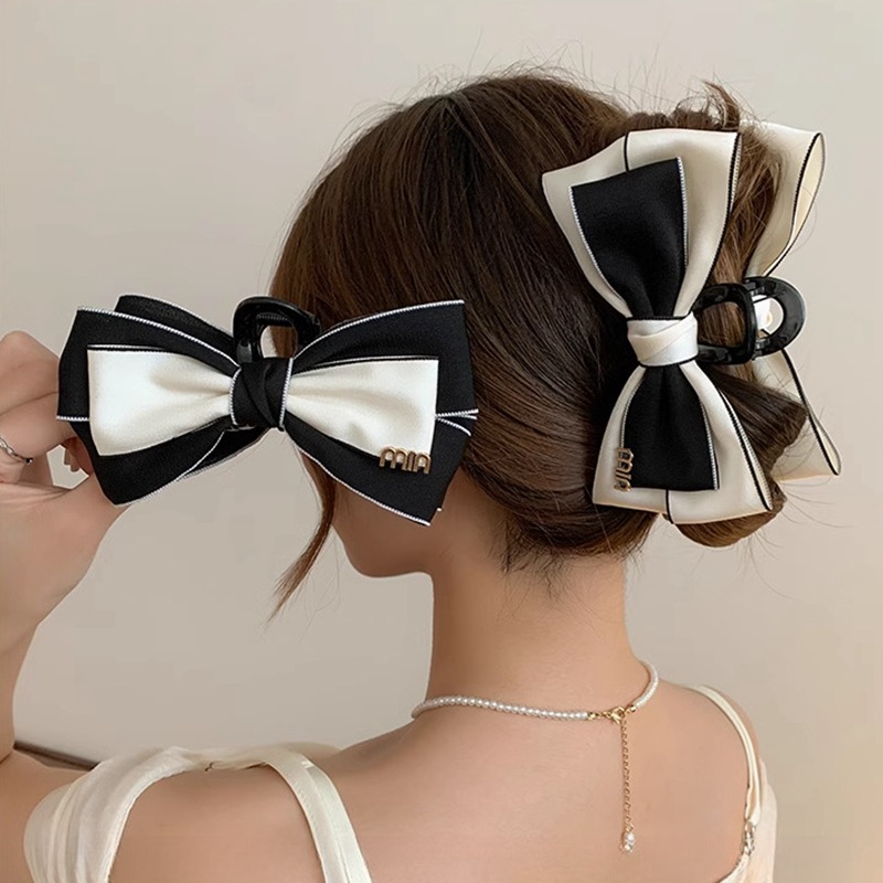 Kartenverpackte Schleifenklemme im eleganten Chanel-Stil, Haarklemme für große Haarmengen, Supermarkt-Haarzubehör für Damen, Haarklemme für den Hinterkopf, Hai-Klemme
