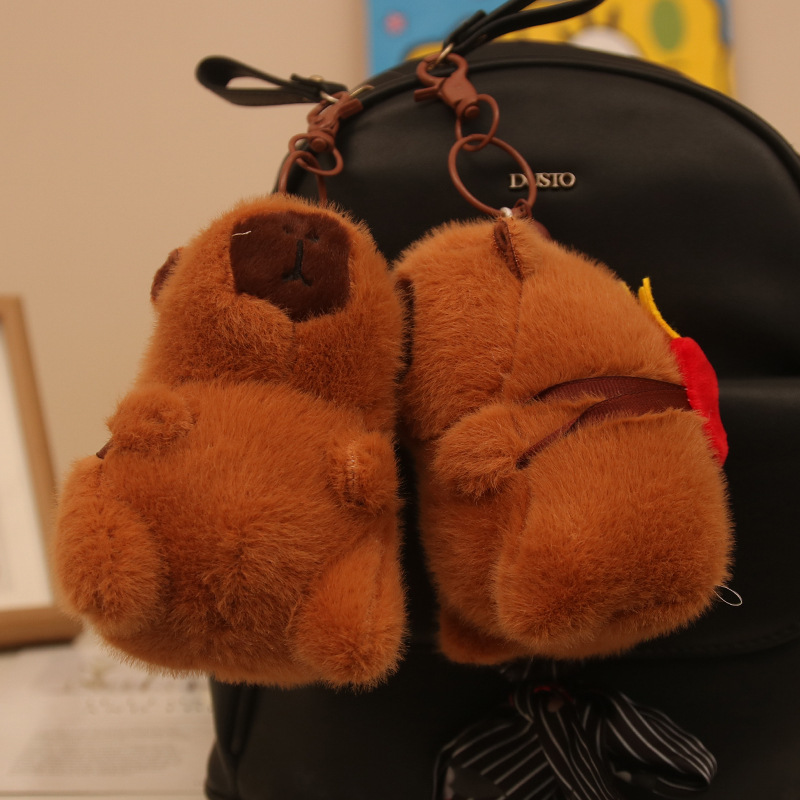 Linda espalda hamburguesa Kapibala colgante peluche muñeca capibara bolso colgante llavero muñeca juguete
