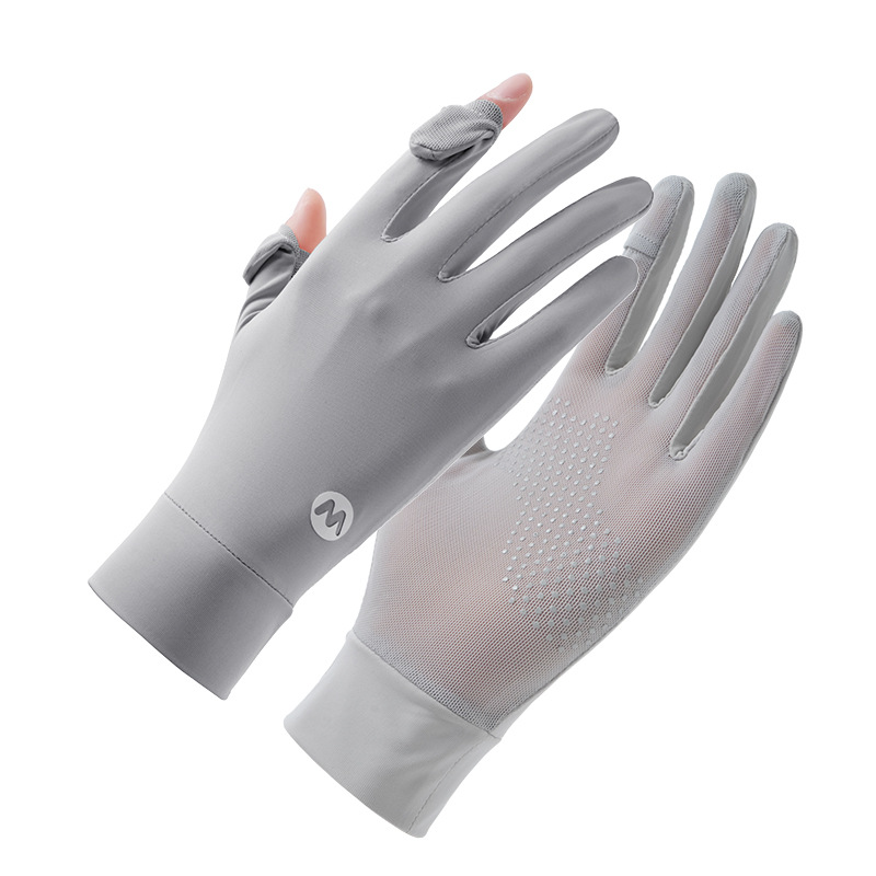 Guantes de protección solar para mujer de verano, sombra al aire libre, conducción, conductor de seda de hielo, deportes de conducción, guantes de seda de hielo cortos y ligeros