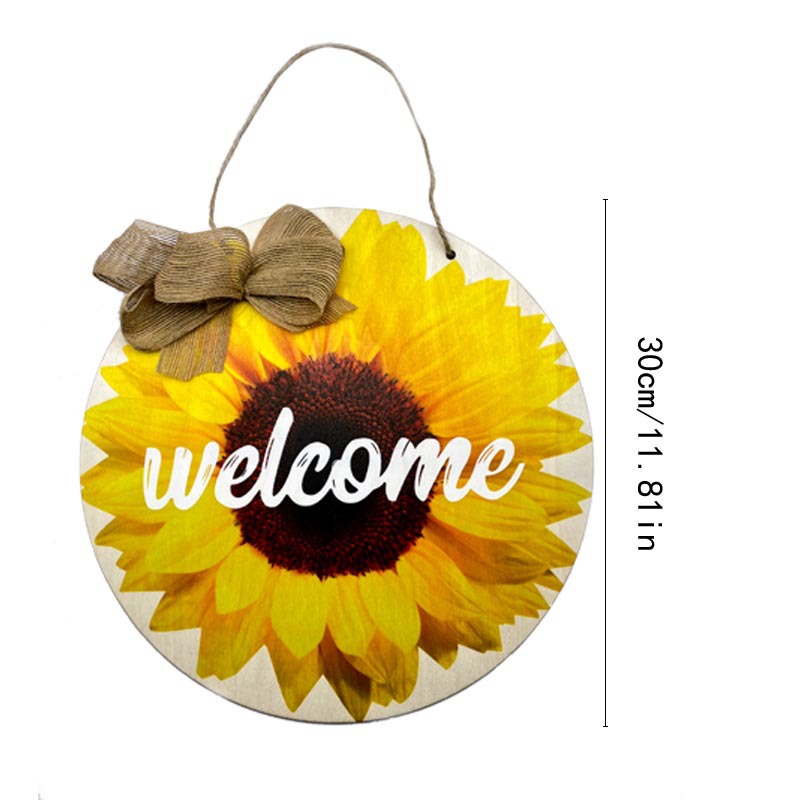 Patio al aire libre doorplate girasol Tulipa bienvenida placa de madera patio decoración colgante al aire libre porche colgante Decoración