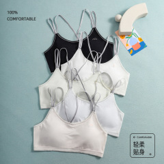 Omefen 2023 girl development period seamless beautiful back vest female junior high school student underwear fixed cotton pad