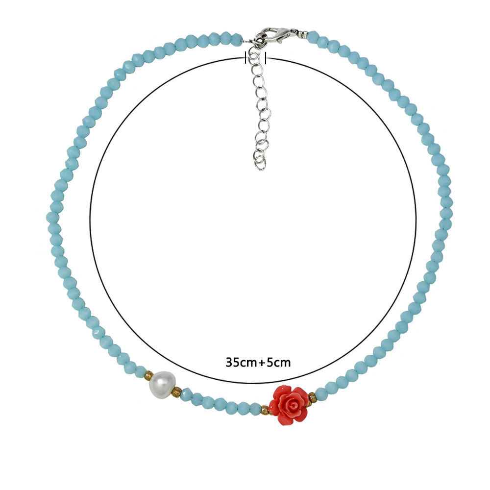 1 Piece Simple Style Flower Beaded Artificial Crystal Beaded Womenu0027S Necklace
