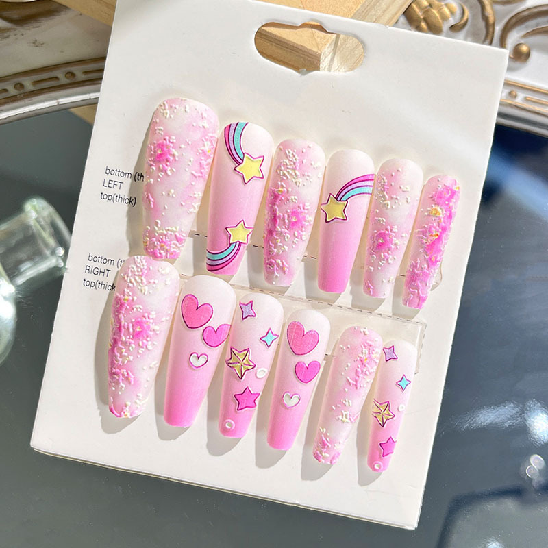 Nuevas uñas portátiles para adultos, uñas en relieve estéreo, parches de manicura, uñas postizas, uñas terminadas, uñas largas de ballet