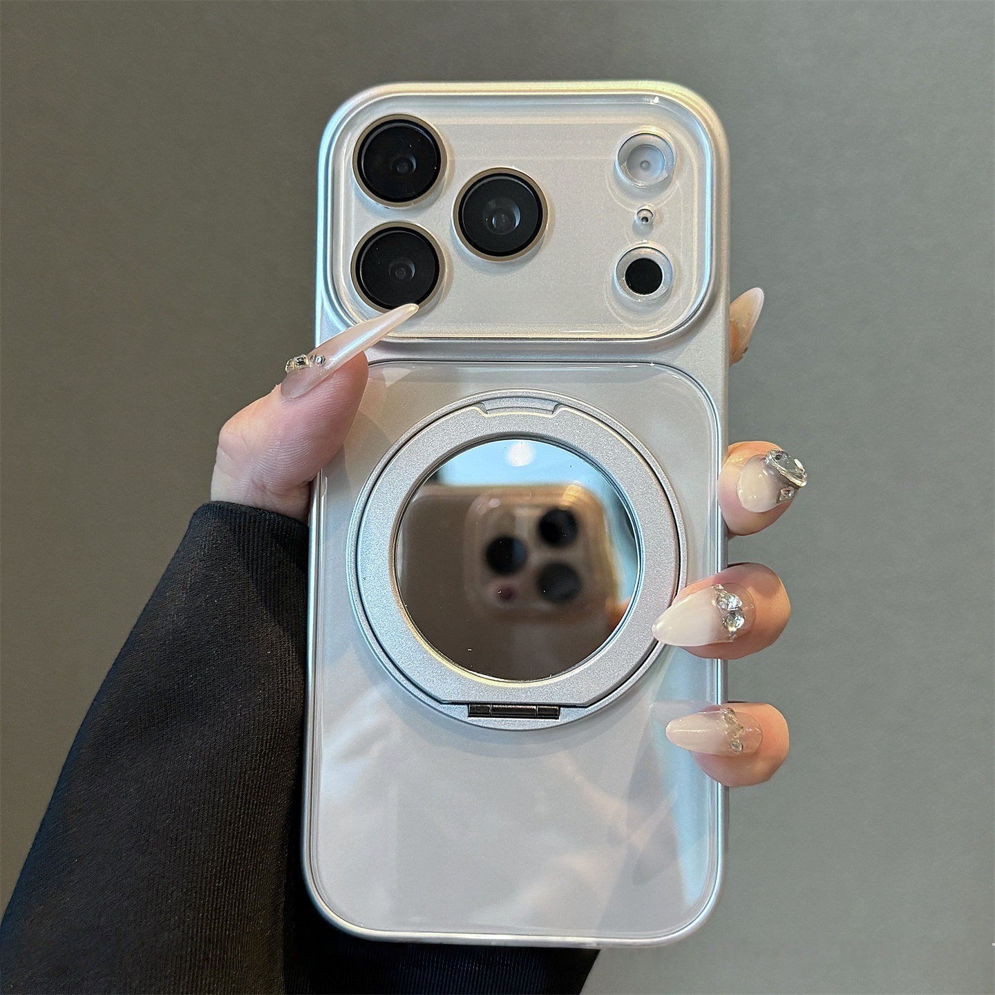 Funda Magnética de Vidrio para iPhone 17 Pro Max con Soporte Giratorio de Espejo, Antigolpes