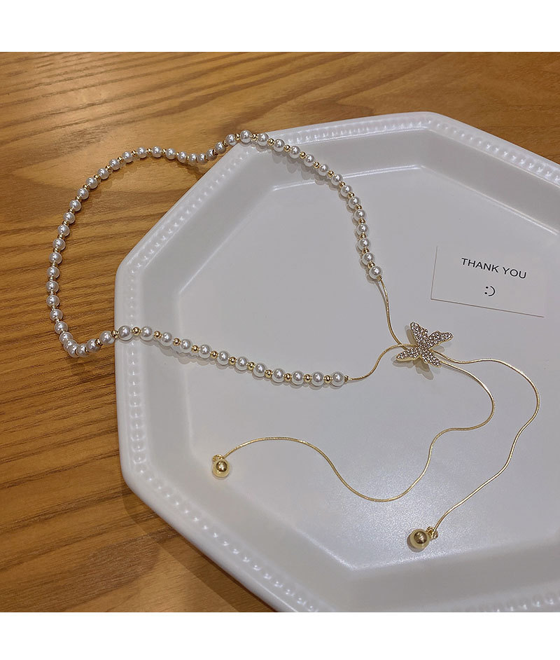 Fashion Butterfly Copper Pearl Plating Inlay Zircon Pendant Necklace 1 Piece