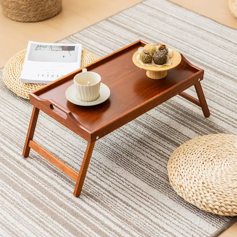 新款康派斯木质懒人折叠桌多功能茶盘家用卧室折叠桌子电脑桌批发