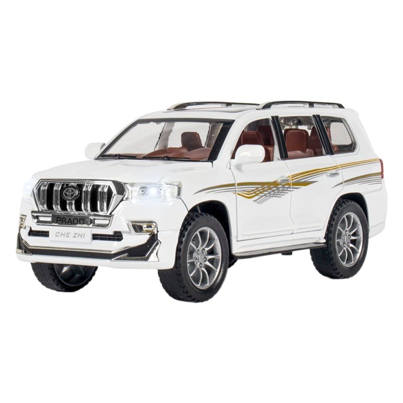 Modelo de coche de aleación de coche 1:24 Toyota Prado off-road vehículo sonido y luz Tire hacia atrás juguete coche música modelo adornos