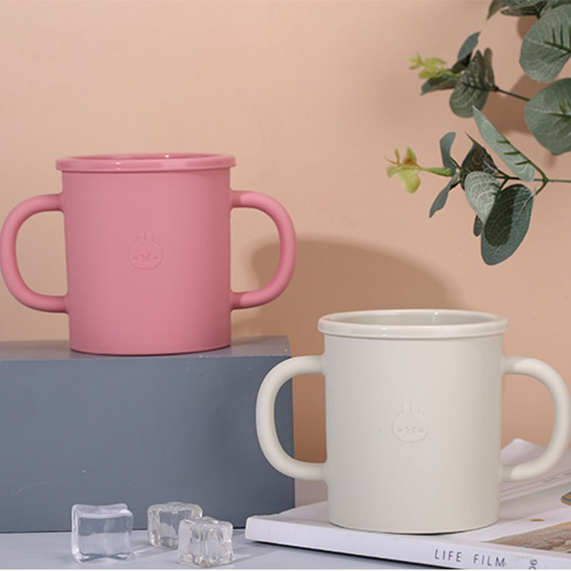 食品级硅胶双耳杯 家居宝宝儿童水杯硅胶双耳杯 小孩双耳饮水杯