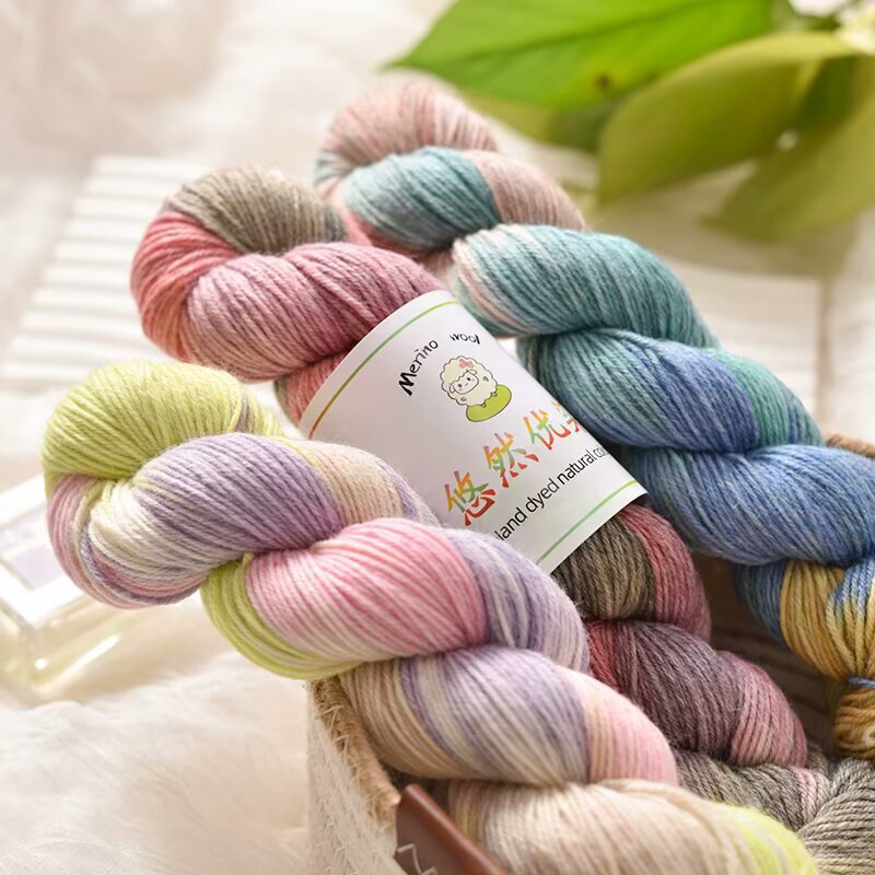 Hand-Dyed Wool Thread Gradient Color Segment Dopamine Hand-Dyed Wool Thread 100g Not Easy to Pilling Close-Fitting Warm Twist Thread