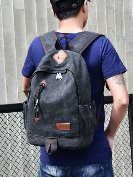 Backpack men's computer backpack canvas casual retro travel backpack high school student schoolbag female college style