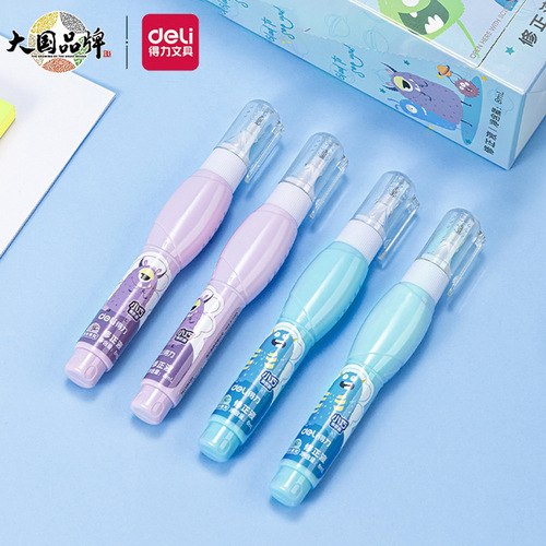 Deli correction fluid 8ml pen type correction fluid large capacity cute student stationery correction fluid wholesale correction fluid