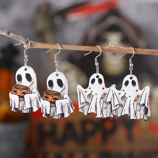 Amazon cross-border new Halloween grimace pumpkin candy pendant earrings acrylic flat ear jewelry ghost festival