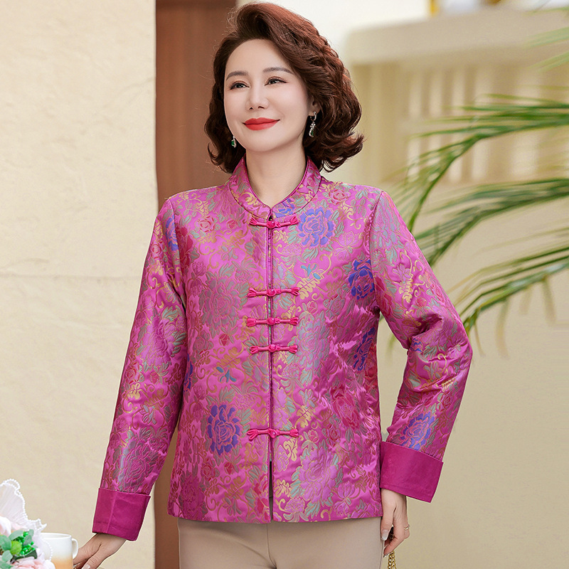 妈妈秋装洋气宽松外套2025新款奶奶装中老年女春秋季中式国风上衣|undefined
