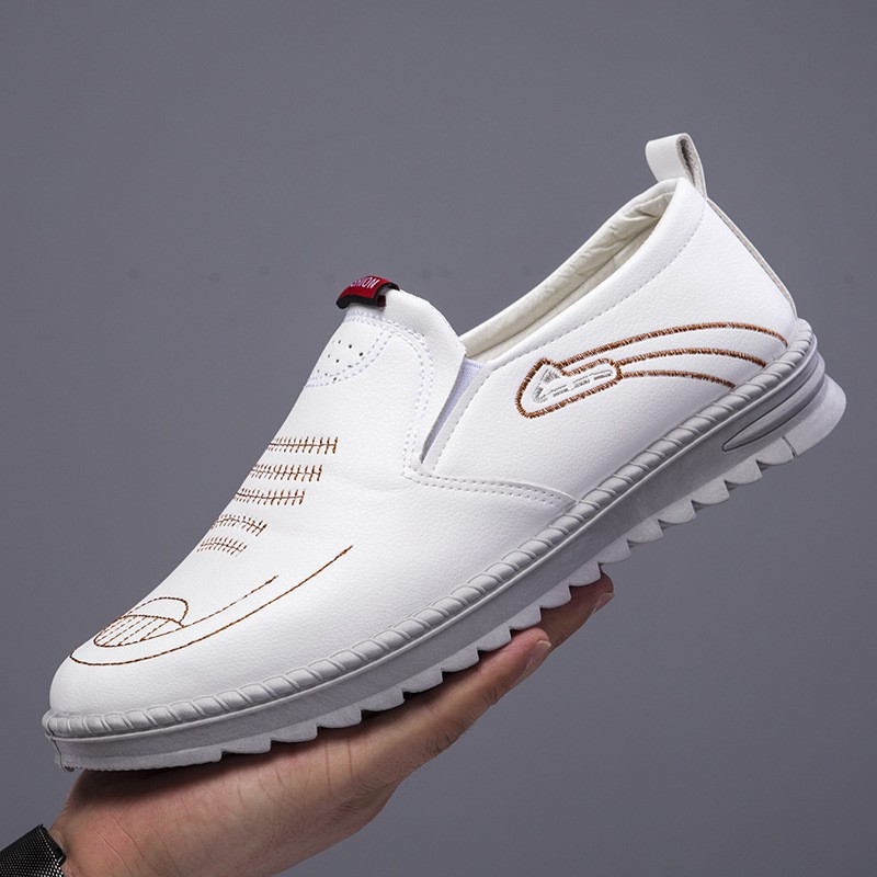 2026 Spring New Korean Style Trendy Fashion Versatile Casual Shoes for Men, PU Leather Lightweight Soft Sole Leather Shoes for Men