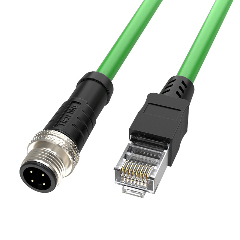 M12转RJ45以太网络线编码相机高柔拖链线缆工业级防水网线定制