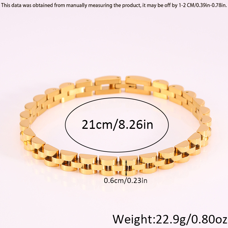 39g Weight 0.03µm-0.05µm Gold Plating Thickness PVD Coated Gold Plating Process 18K Real Gold Plated Plating Material Bracelets Classification 304 Stainless Steel Chain Material 1 Piece Quantity Business, Daily Occasion Titanium Steel Material Geometric Pattern Men's Gender Retro, Classic Style Style Plating Craft Retro Classic Style Geometric Titanium Steel Plating Men's Bracelets Men's Chain Bracelets 无