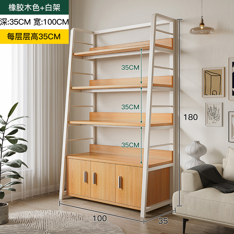 Estante de almacenamiento multicapa estante de exhibición de piso con puerta de gabinete estante de almacenamiento de exhibición de supermercado armario integrado contra la pared