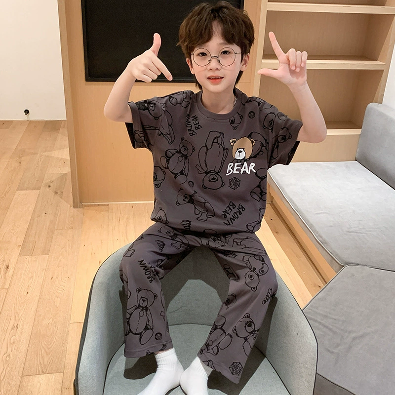 Мальчики пижамы хлопчатобумажные летние тонкие брюки с короткими рукавами мультяшный мультяшный детский мальчик