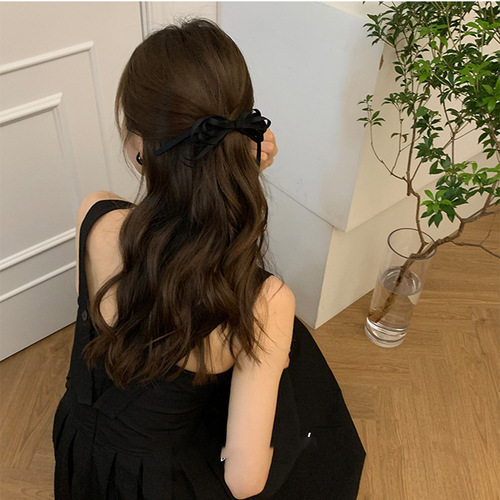 Korean-style ribbon bow duckbill clip French vintage high-end bun hair clip accessory